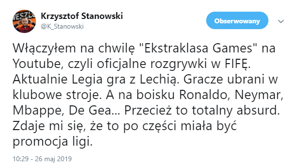 Krzysztof Stanowski krytycznie o EKSTRAKLASA GAMES